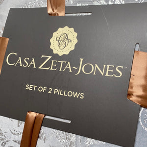 Casa Zeta-Jones Set of 2 Metallic Damask Micro Suede Pillows High Rise Grey , - Midtown Bargains