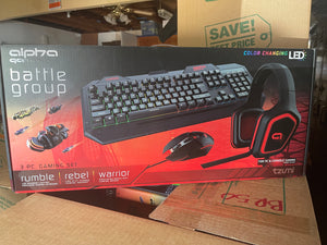 Alpha Gaming Battle Group 3-Piece Set with Vertex Headset, Recon Keyboard & Optical Precision Mouse