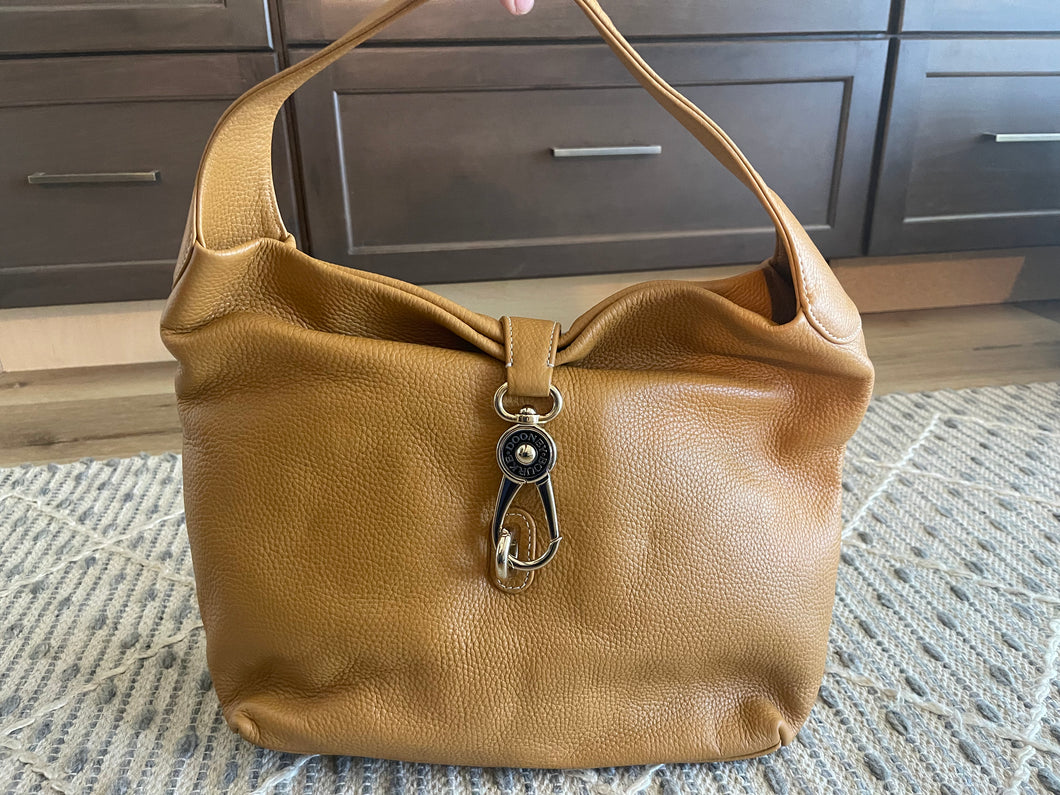 Dooney & Bourke Leather Hobo with Logo Lock and Accessories Natural,