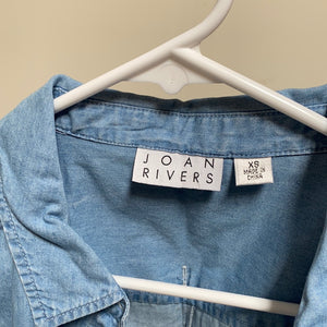 Joan Rivers Sleeveless Denim Shirt Dress Chambray, Size X-Small - Midtown Bargains