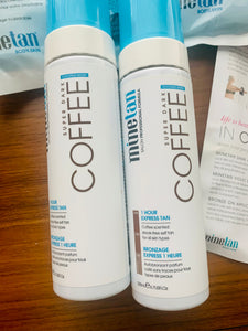 MineTan Coconut Tanning Foam w/ Exfoliation 2 Mitts, Super Dark Coffee Scent - Midtown Bargains