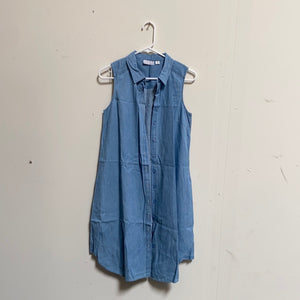 Joan Rivers Sleeveless Denim Shirt Dress Chambray, Size X-Small - Midtown Bargains