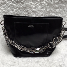 "As Is" Vince Camuto Leather Bucket Bag with Chain Strap - Ivy Nero, - Midtown Bargains