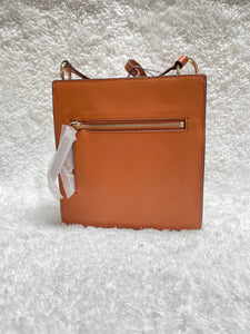 Vince Camuto Leather Crossbody - Karin Saddle Brown, - Midtown Bargains