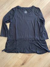 Cuddl Duds Womens Softwear Stretch 3/4 Sleeve Peplum Top, Black, Medium