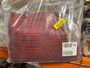 G.I.L.I. Leather East/West Croco Embossed Shopper Garnet, - Midtown Bargains