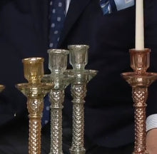Dennis Basso Set of 2 Mercury Glass Candlesticks 12.5" Silver Color - Midtown Bargains