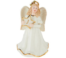 Lenox Porcelain 4" Angel Monogram Ornament w/ 24K Gold Accents, Monogram “H” - Midtown Bargains