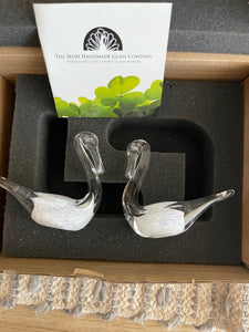 Irish Handmade Glass Company Set of 2 Swan Figurines White