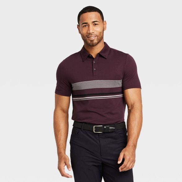 Men's Chest Stripe Golf Polo Shirt, Various Sizes - Midtown Bargains