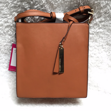 Vince Camuto Leather Crossbody - Karin Saddle Brown, - Midtown Bargains