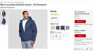 Men's Insulated Softshell Jacket - C9 Champion, Small - Midtown Bargains