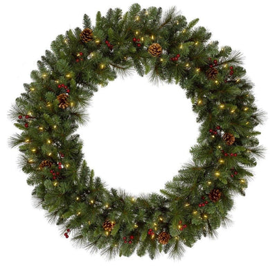 Philips 4ft Pine Cones and Berries Prelit LED Warm White Light Artificial Christmas Wreath *LOCAL PICKUP ONLY - Midtown Bargains