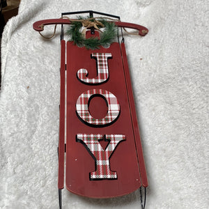 Illuminated Wooden Sleigh with Holiday Message by Valerie Joy, - Midtown Bargains