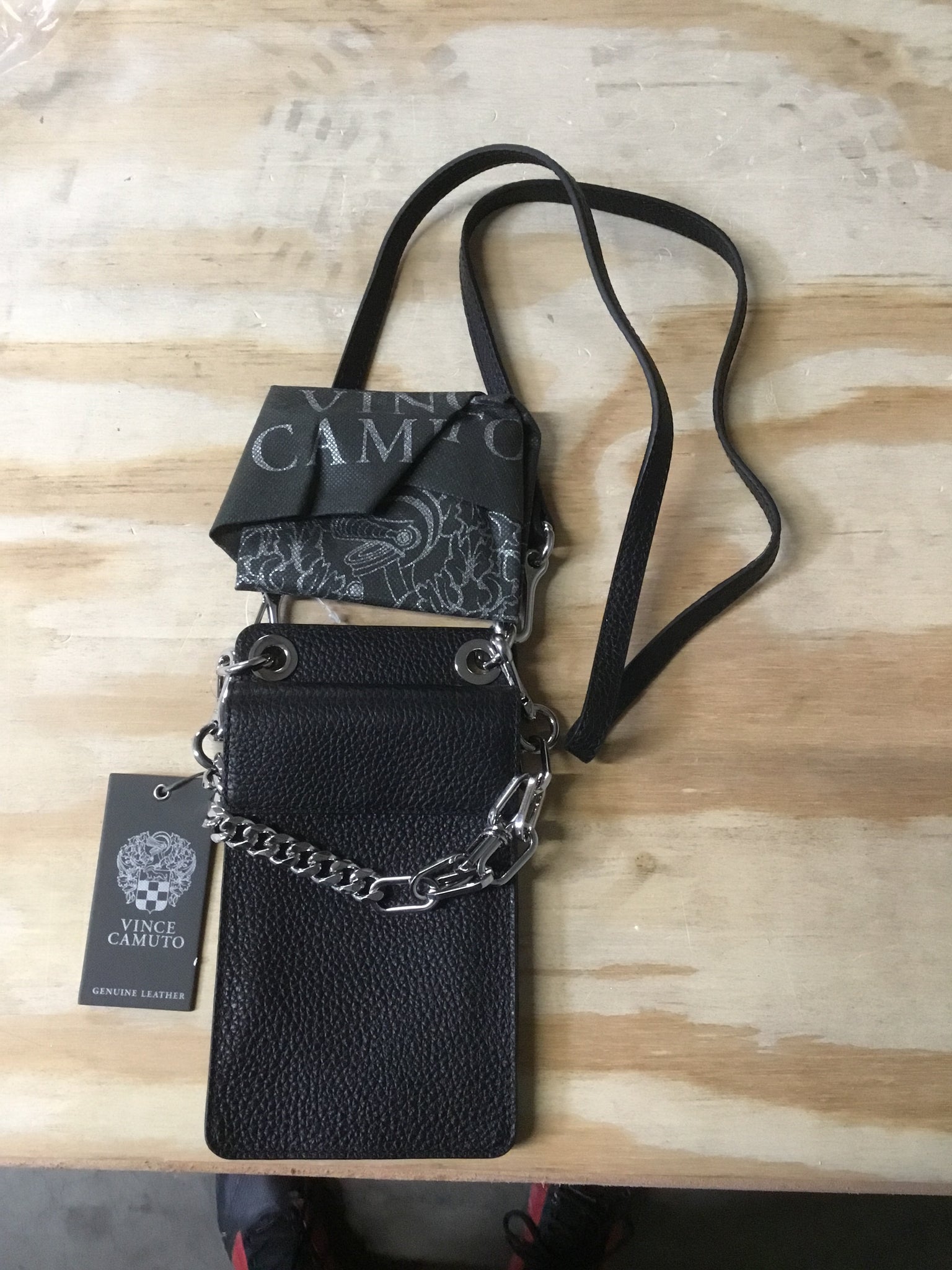 Vince Camuto Leather Crossbody Purse Bag Black