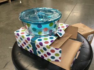 Temp-tations Set of (3) 24-oz Glass Storage Bowls Polka Dot, - Midtown Bargains