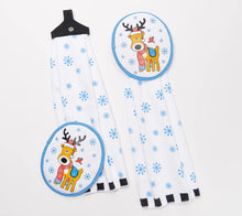 Temp-tations Set of 2 Seasonal Kitchen Towel and Mitt Set Reindeer, - Midtown Bargains