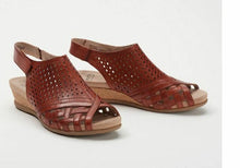 Earth Leather Perforated Wedge Sandals, Pisa Galli - Midtown Bargains